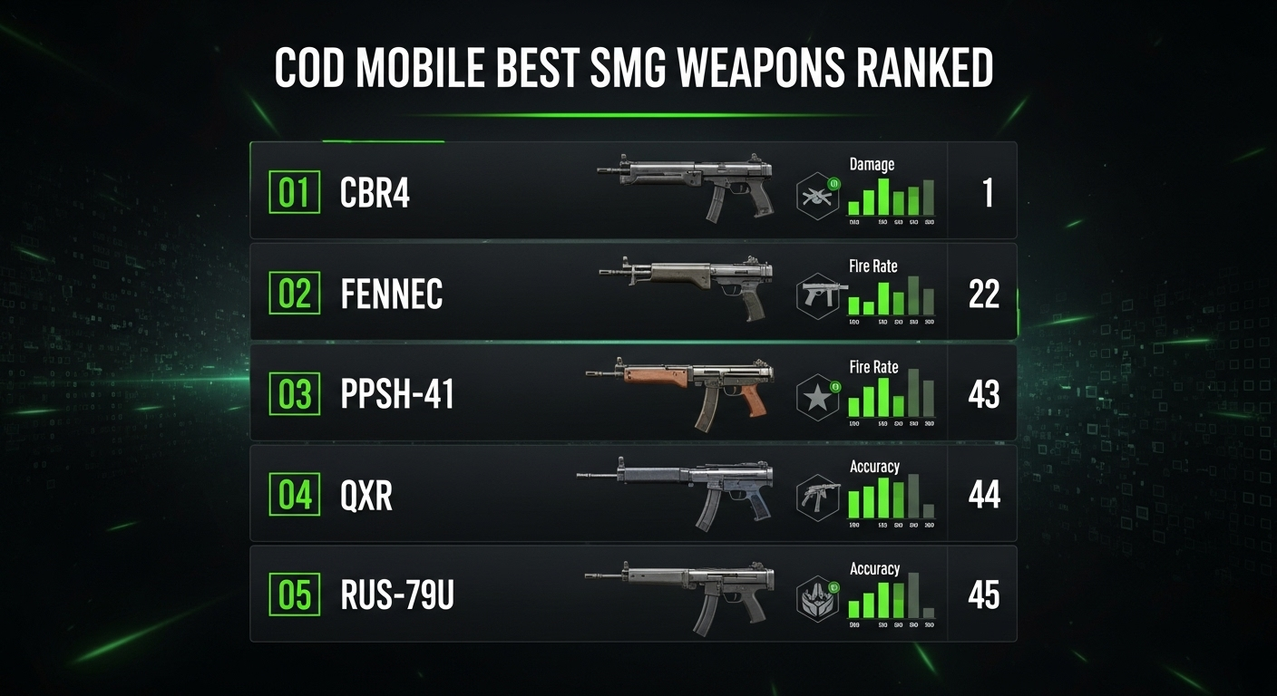 Top SMG Guns in COD Mobile Ranked